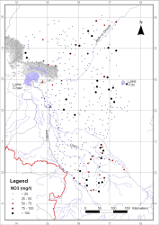 Fig. 7: Spatial distribution of nitrate concentrations